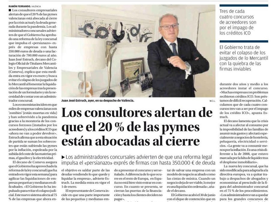 Juanjo Estruch advierte: «la nueva Ley Concursal impulsa el persianazo exprés de pymes»